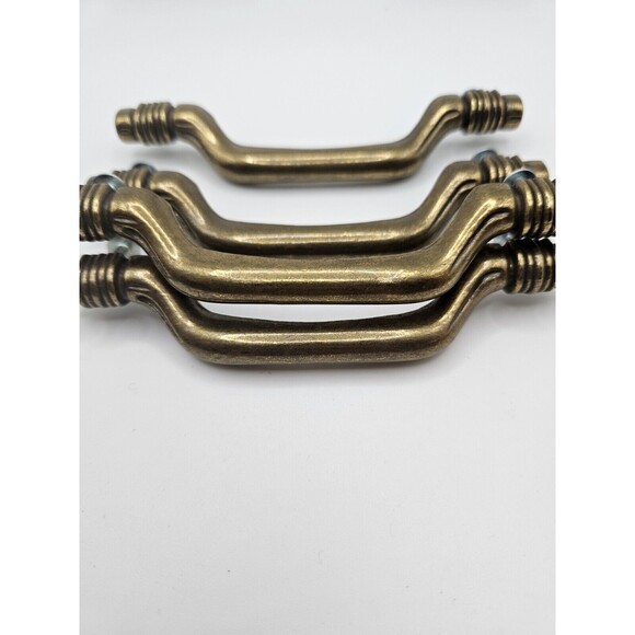 Vintage Brass Drawer Pulls Handles Hollywood Regency Polynesian Lot Of 4 - Picture 3 of 4